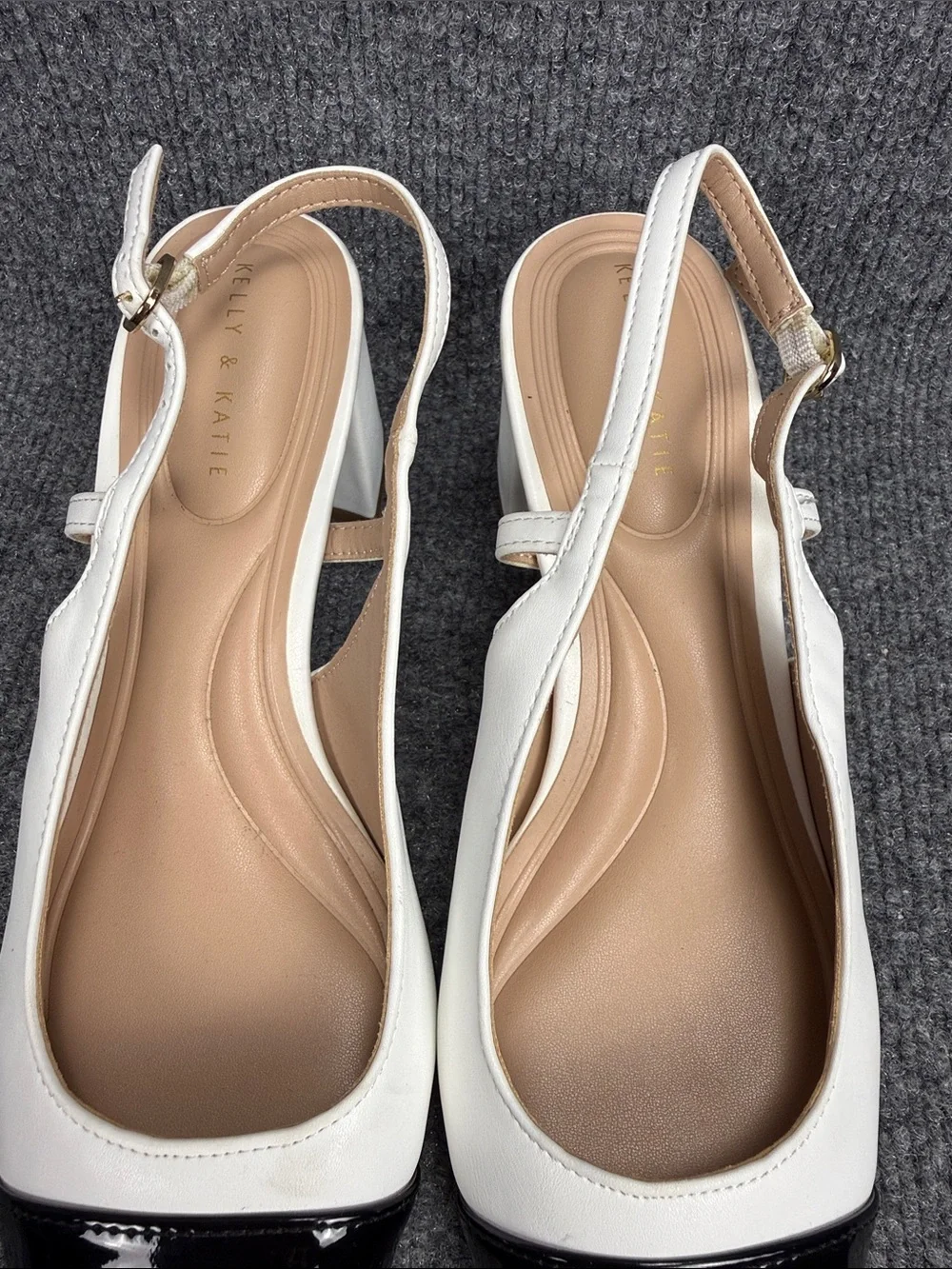 Kelly & Katie Two-Tone Slingback Pumps in White and Black Size 8M